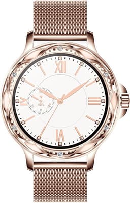 Belesy® Cheer - Smartwatch Dames – Stappenteller – Calorieën –Hartslag – Sporten –Je eigen foto als wijzerplaat - Full Touch – Goud - Milanees — thumbnail 3