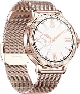 Belesy® Cheer - Smartwatch Dames – Stappenteller – Calorieën –Hartslag – Sporten –Je eigen foto als wijzerplaat - Full Touch – Goud - Milanees — thumbnail 2