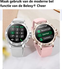 Belesy® Cheer - Smartwatch Dames – Stappenteller – Calorieën –Hartslag – Sporten –Je eigen foto als wijzerplaat - Full Touch – Goud - Milanees — thumbnail 7
