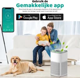 Modito luchtreiniger - Air Purifier met APP - 4-in-1 filtersysteem - Ionisatie - HEPA 13 filter + koolstoffilter - Verminderd huisstofmijt, hooikoorts, allergie & stof - Wit - 210 m³/u — thumbnail 6