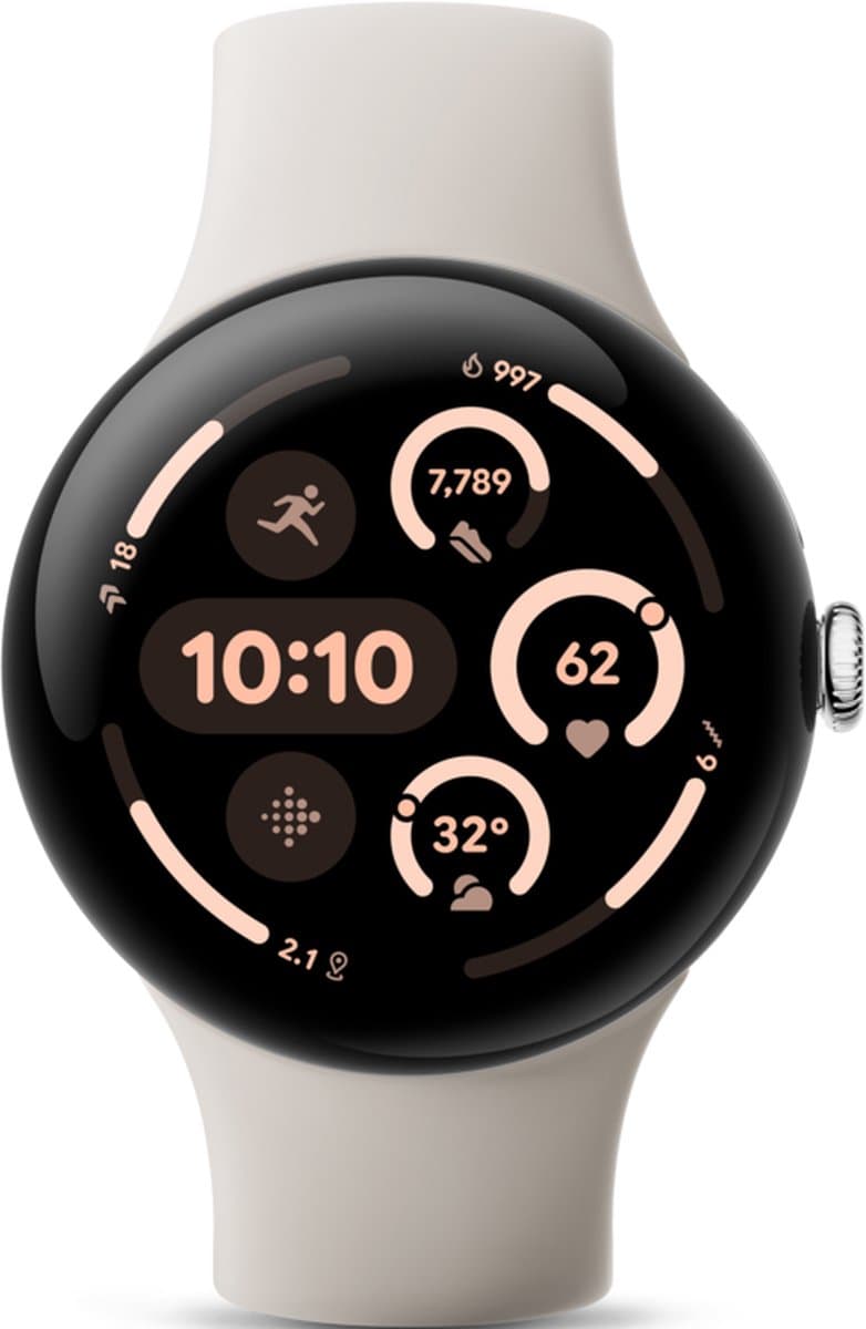 Google Pixel Watch 3 - Smartwatch - 45mm - Zilverkleurig/Wit — afbeelding 1
