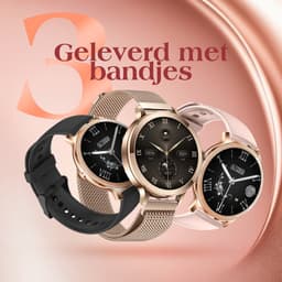 Golden Sound AMOLED Smartwatch Dames - 3 extra bandjes - Horloge dames - Geschikt voor elke laptop en smartphone - Stappenteller - Slaapmonitor - Saturatiemeter - 42mm — thumbnail 6