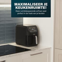Princess Airfryer XL 182240 - Heteluchtfriteuse - BPA vrij - 5.5 liter - Kijkvenster - Touchscreen - 8 Programma's - Slank Ontwerp - 1500W - Inclusief Grillrek - Zwart - venster — thumbnail 4