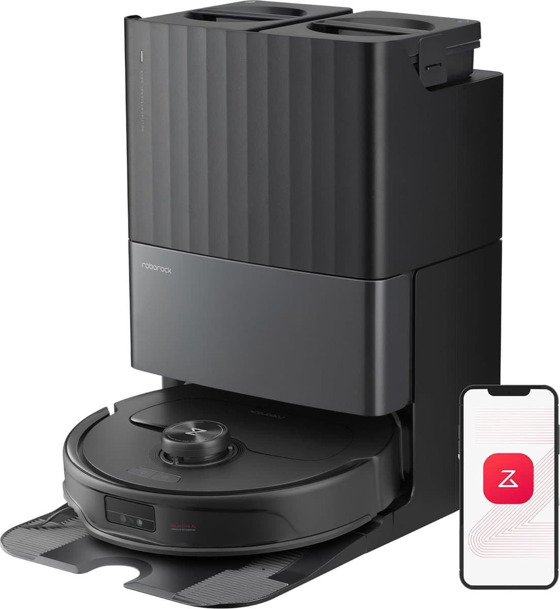 Roborock Qrevo Master zwart robotstofzuiger en dweil, 10.000 Pa, automatisch legen, wassen, drogen, basisreiniging en automatisch bijvullen, 3D-mapping — afbeelding 1