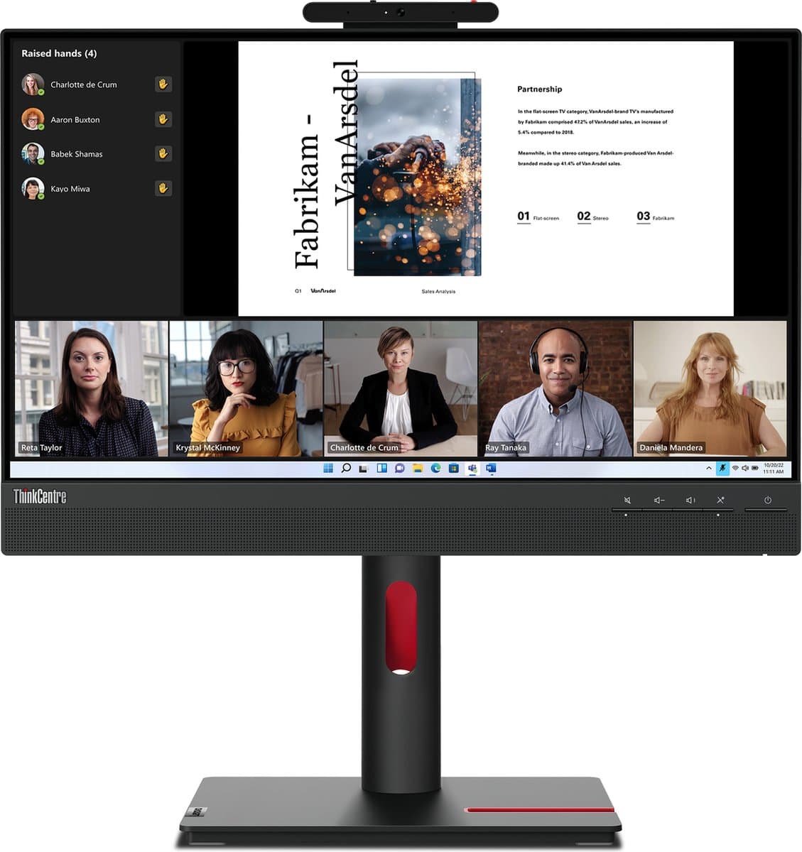 Lenovo ThinkCentre Tiny-In-One 22 LED display 54,6 cm (21.5") 1920 x 1080 Pixels Full HD Zwart — afbeelding 1