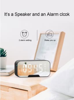 Digitale wekker met bluetooth speaker, radio, spiegel en TF ingang. — thumbnail 6