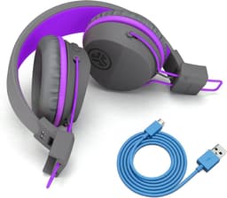 JLAB Jbuddies kinder Koptelefoon Draadloos – Koptelefoon kinderen geluidsdempend – Gehoorbescherming kinderen – Volumelimiet 84 dB – 24 uur batterijduur – Bluetooth - Grijs/Paars — thumbnail 12