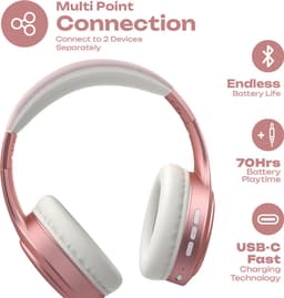 PowerLocus P19 Bluetooth Koptelefoon - Koptelefoon Draadloos - tot 70 Uur Speeltijd en met Aux Kabel - Over Ear Hoofdtelefoon - 3 EQ-Modi - Met Draagtas – Rose Gold — thumbnail 8