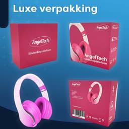 AngelTech Over Ear Kinderkoptelefoon – Hoofdtelefoon kinderen - Volume Begrensd – Draadloos – 20 Uur Speeltijd- Kinder Koptelefoon – Inclusief Audiodraad - Met Microfoon – Noise Cancelling – Roze of Blauw — thumbnail 8