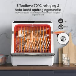 Mini vaatwasser - App Bestuurbaar - Wifi - Vrijstaand - 6 Couverts - Wit - 42,8x43,0x45,8cm — thumbnail 4