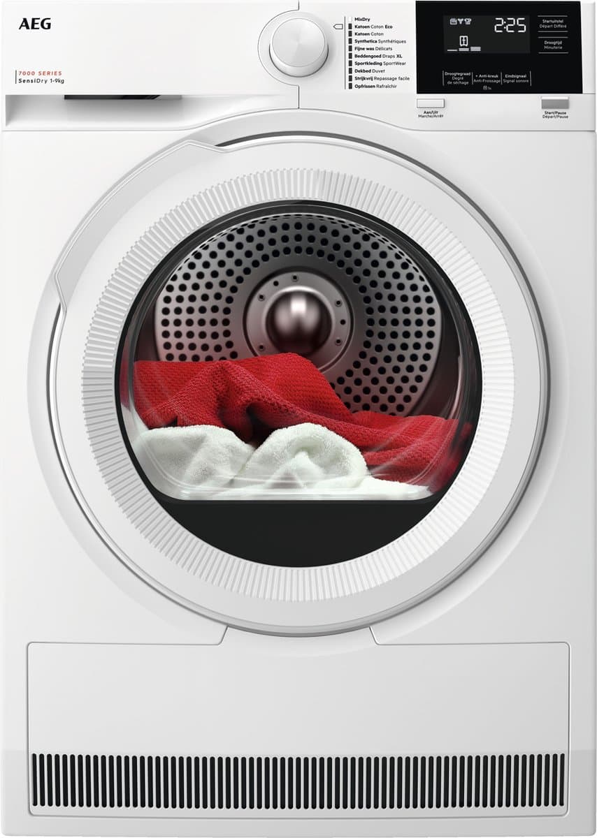 AEG TR79632B 7000 serie SensiDry® - Wasdroger Warmtepompdroger - Droogkast - 9 kg - NL/FR — afbeelding 1