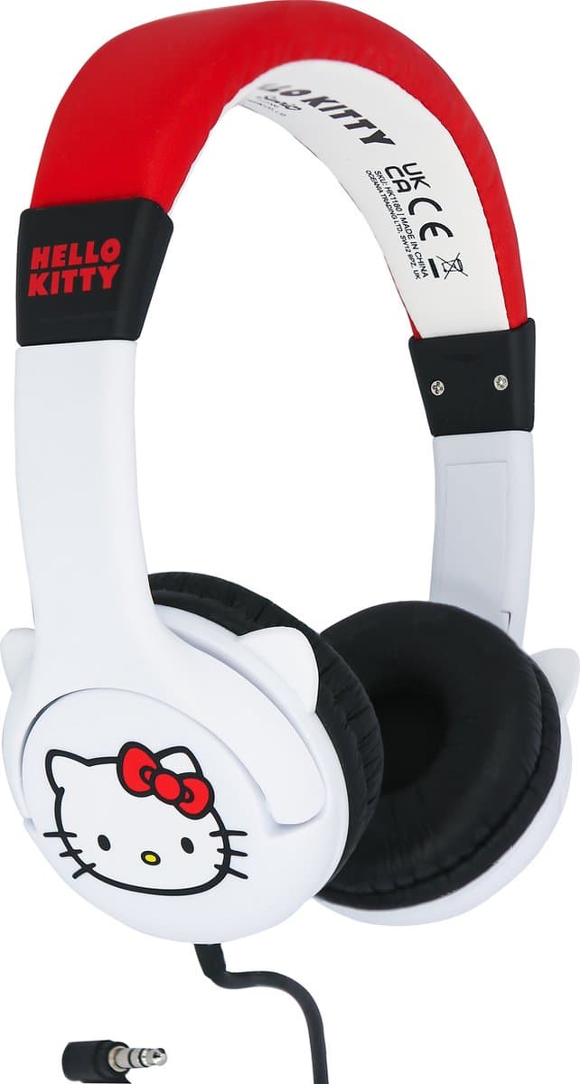 Hello Kitty - kinderkoptelefoon met volumebegrenzing - verstelbaar - comfortabel (rood/wit) — afbeelding 1