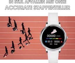 Darenci Smartwatch Classy Pro - Smartwatch dames - Smartwatch heren - Activity Tracker - Touchscreen - Lederen band - Dames - Heren - Horloge - Stappenteller - Bloeddrukmeter - Verbrande calorieën - Zuurstofmeter - Zilver - Wit - Spatwaterdicht — thumbnail 7