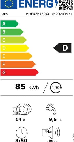 Beko BDFN26430XC Luxe vaatwasser Vrijstaand - Still 44db - MiniWash 30min - FastPlus - Digitaal Display - — thumbnail 8