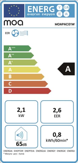 MOA Mobiele Airco - 7.000 BTU - 3-in-1 - Met Afstandbediening - Tot 22m² - Airconditioner met Ontvochtigingsfunctie - Raamafdichtingskit - Wit — thumbnail 2