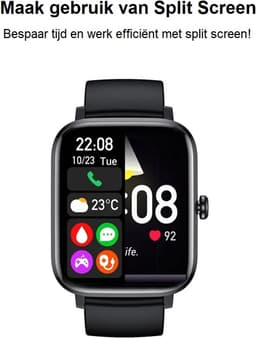 Belesy® HEAVEN – Smartwatch Dames – Smartwatch Heren – Horloge – 1.85" Kleurenscherm – Stappenteller – Hartslagmeter – Bloeddrukmeter – Slaapmonitor – Split Screen – Stembediening – Sportmodus – Bluetooth 5.1 – Goud - Moederdag — thumbnail 18