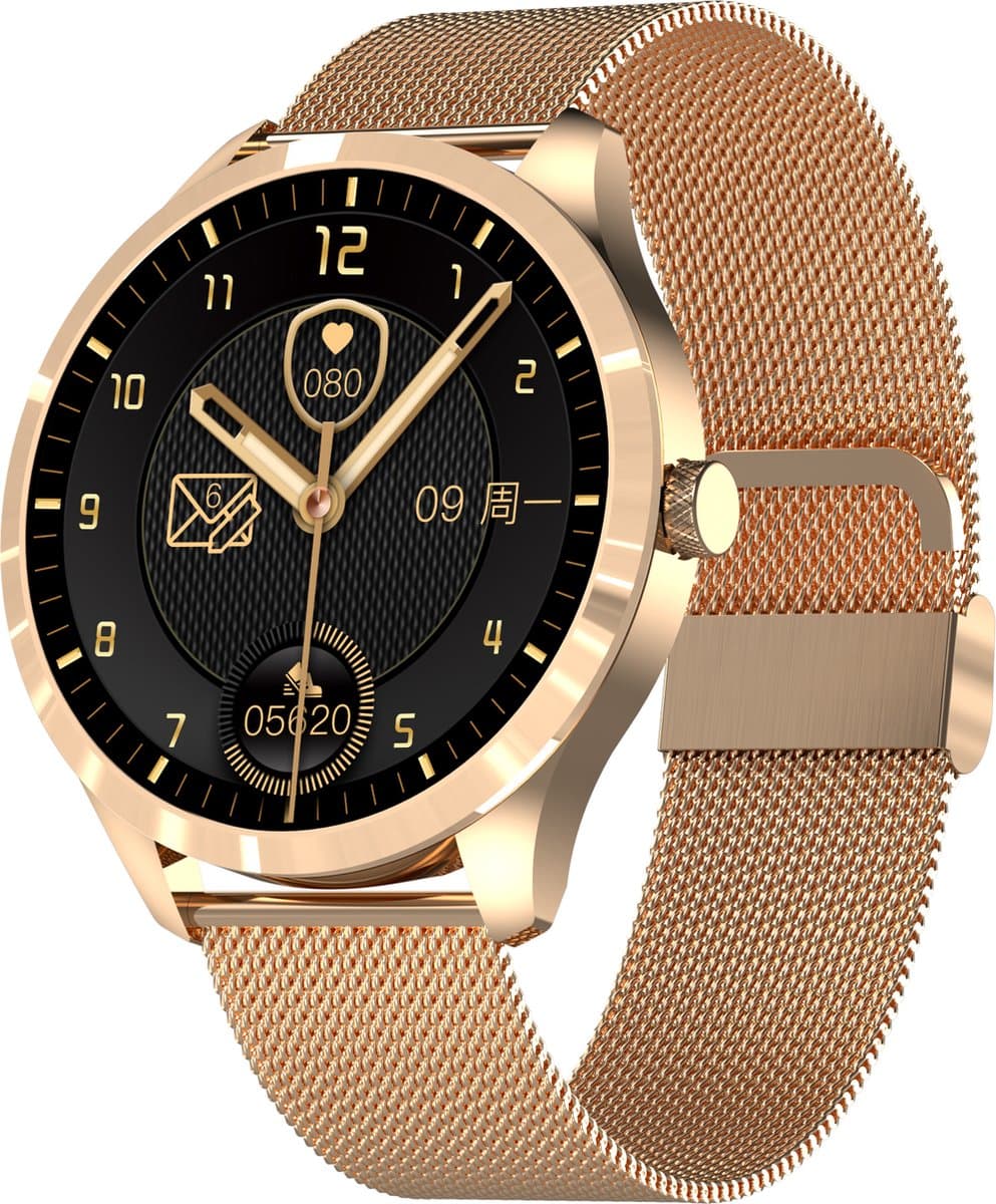 Belesy® Y3 Pro 2022 - Smartwatch Dames - Smartwatch Heren - Android - IOS - Horloge - 1.28 inch - Kleurenscherm - Stappenteller - Bloeddruk - Hartslag - 75+ Wijzerplaten - Sporten - Staal - Goud - Moederdag — afbeelding 1