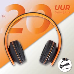 PowerLocus P1 Bluetooth Koptelefoon – Draadloos – Over Ear – Met Microfoon – Inklapbaar - incl. Hoes – Oranje — thumbnail 8