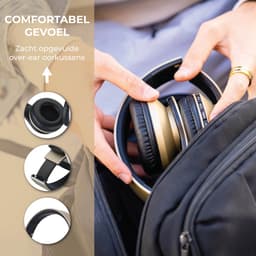 PowerLocus P1 Bluetooth Koptelefoon – Draadloos – Over Ear – Met Microfoon – Inklapbaar - incl. Hoes – Goud — thumbnail 6