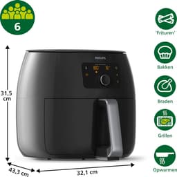 Philips Premium Series Airfryer XXL - HD9650/90 - 7.3L - Tot 6 Personen — thumbnail 4