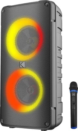Kodak Portable Party Speaker PRPS-1775 - Double Woofer 4 ”, Bluetooth, TWS, USB / TF, AUX Input & Karaoke Mic, Disco Light Effects, 3000mAh Battery, Wireless Microphone Inbegrepen - Zwart — thumbnail 1
