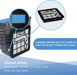 JC's ® - Filter set geschikt voor Philips PowerPro Compact and Power Pro Active en City filterset Stofzuiger FC8010/02 FC8010/01 HEPA allergie - Rubberen houders — thumbnail 2