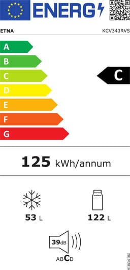 ETNA KCV343RVS - Koel/vriescombinatie - RVS - Heldere LED verlichting - Automatisch ontdooien - Energieklasse C - Geluidsniveau 39 dB(A) — thumbnail 2