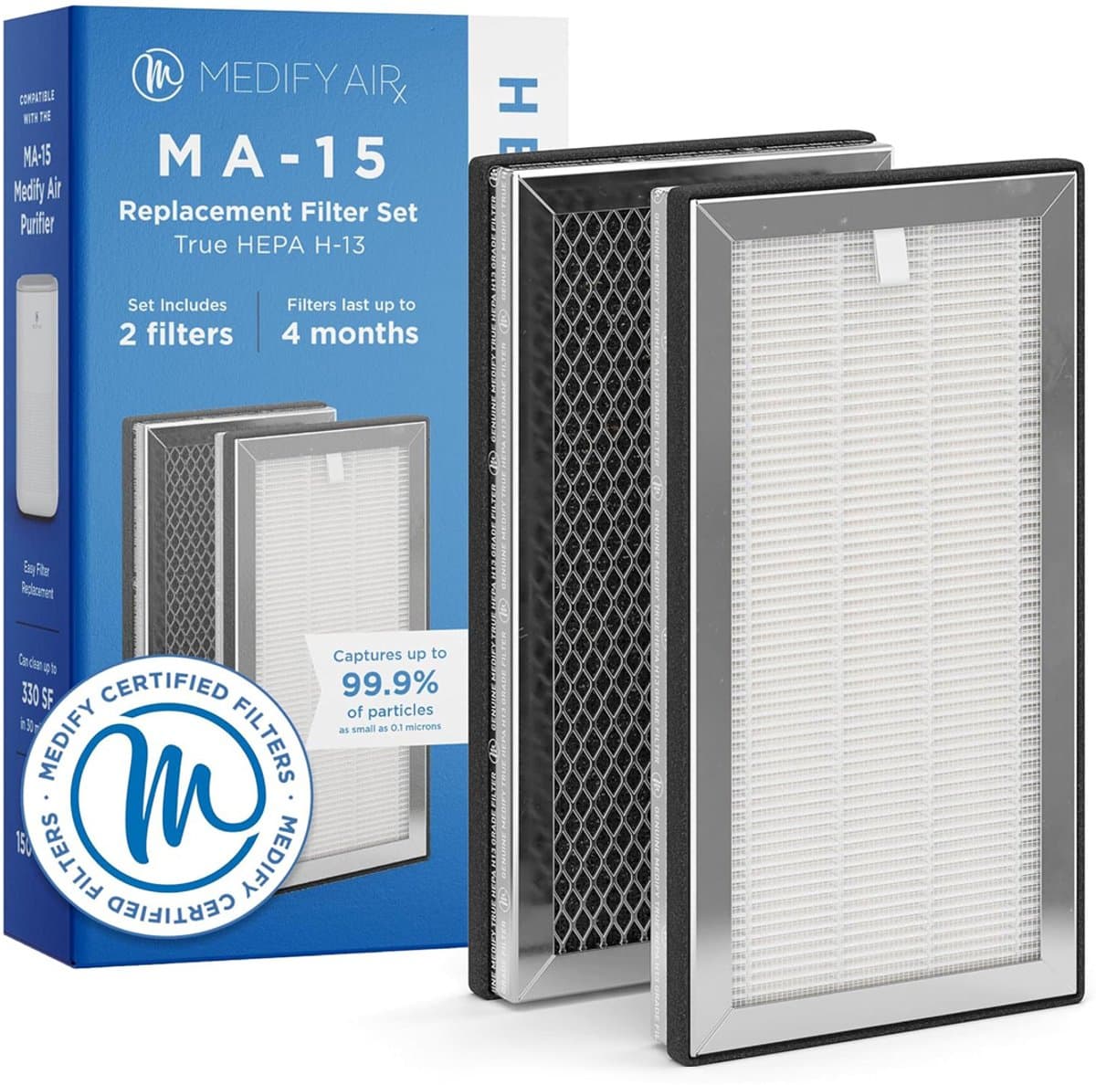 Medify Air MA-15 Vervangingsfilter – HEPA Filter H13 – 2 Stuks – Luchtfilter – Actieve Koolstof – Luchtzuivering — afbeelding 1