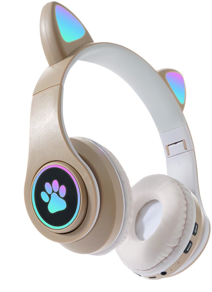 KINSI Bluetooth Gaming Headset - Stylish Kat Oor Design met LED - Verlichting! Perfect voor Meisjes, Compatibel met Alle Apparaten (Tablet / Computer / Telefoon) — afbeelding 1