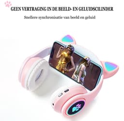 KINSI Bluetooth Gaming Headset - Stylish Kat Oor Design met LED - Verlichting! Perfect voor Meisjes, Compatibel met Alle Apparaten (Tablet / Computer / Telefoon) — thumbnail 10