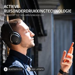 PowerLocus MoonFly Koptelefoon Over-Ear met Active Noise Cancelling, Draadloze Hoofdtelefoon, Voice Assistant Activation - Zwart Metaal — thumbnail 5