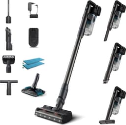 Philips Steelstofzuiger met Dweilfunctie XC8055/01 Aqua Plus - Draadloos en Zonder Zak - Zuigmond met LED Verlichting - Kruimeldief - Batterijduur tot 80 min - Lichtgewicht - Blauw — thumbnail 1