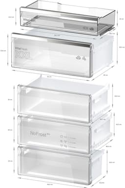 Bosch KGN49AIBT - Serie 6 - Koelkast - Koel-vriescombinatie - 203 x 70 cm - Extra breed - RVS - Energielabel B - Zeer stil- Total No Frost: Nooit meer ontdooien - VitaFresh XXL 0°C: houd etenswaren langer vers met extra ruime vershoudlades — thumbnail 4