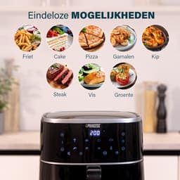 Princess Digitale Airfryer 182238 - 4 liter - PFAS vrij - Groot - Heteluchtfriteuse - Zwart - Digital Touchscreen - 8 Automatische Programma's - Inclusief in hoogte verstelbaar Grillrack — thumbnail 2