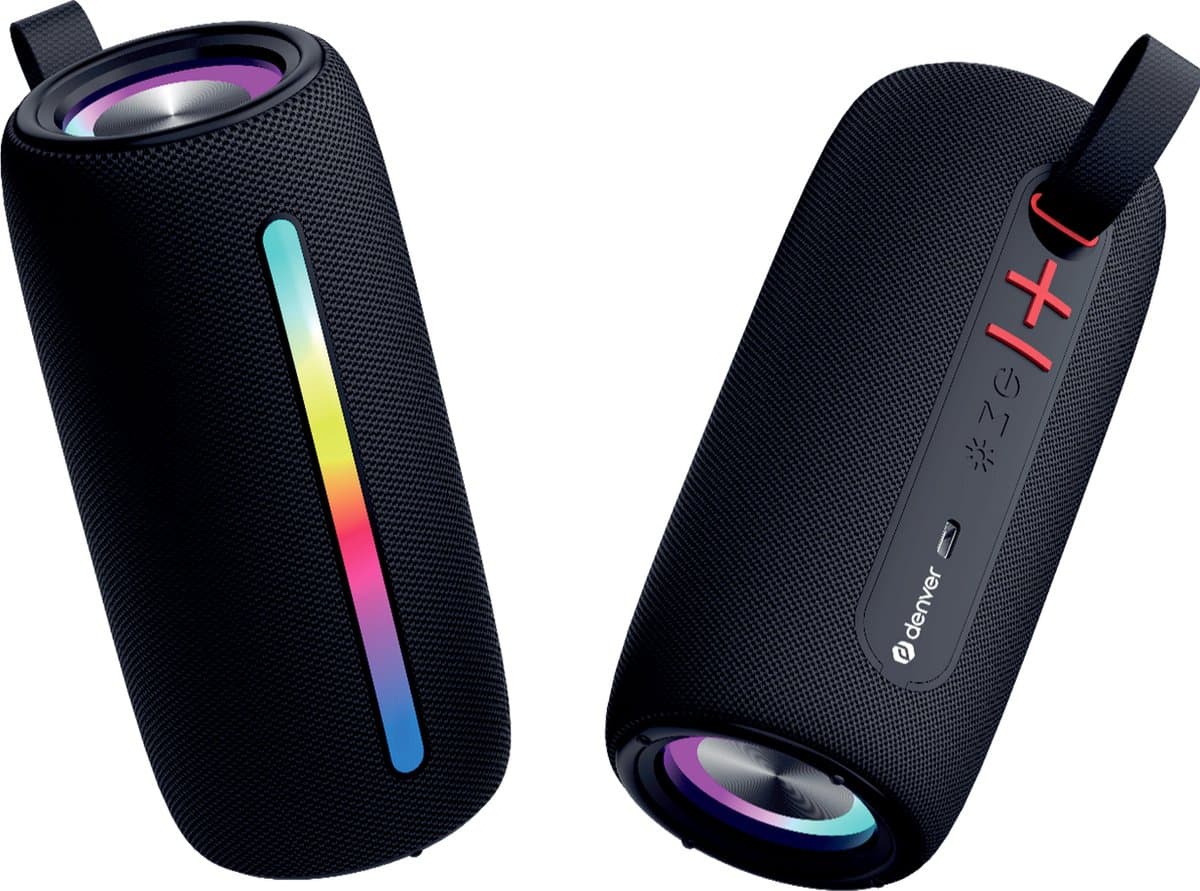 Denver Bluetooth Speaker Draadloos - Lichteffecten - Muziek Box - AUX - TWS Pairing - BTL360 - Zwart — afbeelding 1
