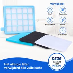DEGG® - Hepa Filterset - Geschikt voor Philips PowerPro Compact, PowerPro Active Series - Vervangt FC8058/01 - Stofzuigerfilter - VOORDEELVERPAKKING - 3 SET(S) — thumbnail 7