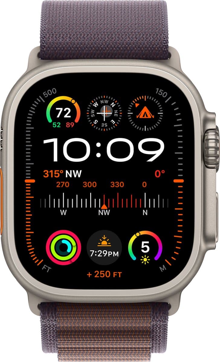 Apple Watch Ultra 2 GPS Cellular - 49mm - Titanium Case with Indigo Alpine Loop - Large — afbeelding 1