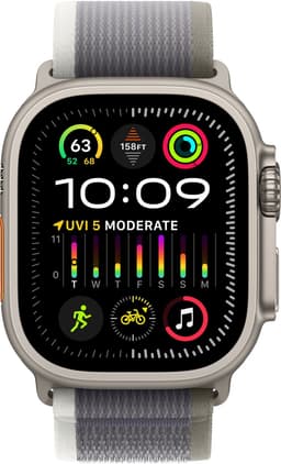 Apple Watch Ultra 2 - GPS + Cellular - 49mm - Titanium Case with Green/Grey Trail Loop - S/M — thumbnail 1