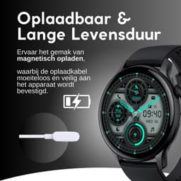 GØDLY® Amoled Smartwatch 46mm - voor Heren & Dames - Stappenteller - Kcal Teller - Slaapmeter & Hartslagmeter - Geschikt voor iOS & Android - Zwart — thumbnail 9