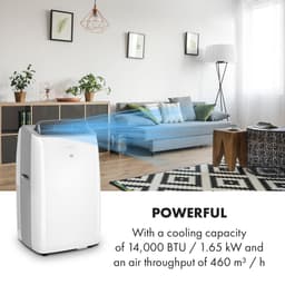 Klarstein Mobiele airconditioner met luchtafvoerslang, 4-in-1 airconditioner, ventilator, luchtontvochtiger & nachtmodus, kleine & draagbare airconditioner voor thuis & op kantoor, laag verbruik, 14000BTU,1 kW voor 65 m² - Afstandsbediening — thumbnail 22