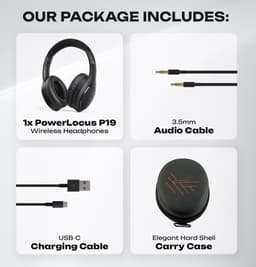 PowerLocus P19 Bluetooth Koptelefoon - Koptelefoon Draadloos - tot 70 Uur Speeltijd en met Aux Kabel - Over Ear Hoofdtelefoon - 3 EQ-Modi - Met Draagtas – Zwart — thumbnail 7