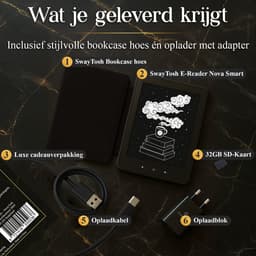 SwayTosh E-Reader Nova Smart – Incl. Luxe hoes - 6 inch 2026 – 36GB Opslag – Schermverlichting en Nachtmodus – E Reader Voor Ebook – Met Oplader — thumbnail 11