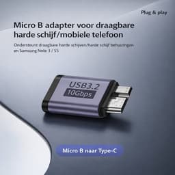 Aventrix USB-C naar Micro USB 3.0 Adapter – 10Gbps – Voor Externe Harde Schijf HDD/SSD – Verloopstekker – Geschikt voor Externe Harde Schijf / Seagate / WD / My Passport / Laptop / MacBook / Tablet — thumbnail 4