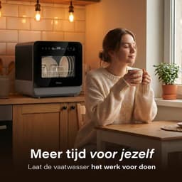 Skoov Mini Vaatwasser met waterreservoir PRO - 3 couverts - 6 wasprogramma's - Kleine smalle vrijstaande afwasmachine - Camping - Zwart — thumbnail 5