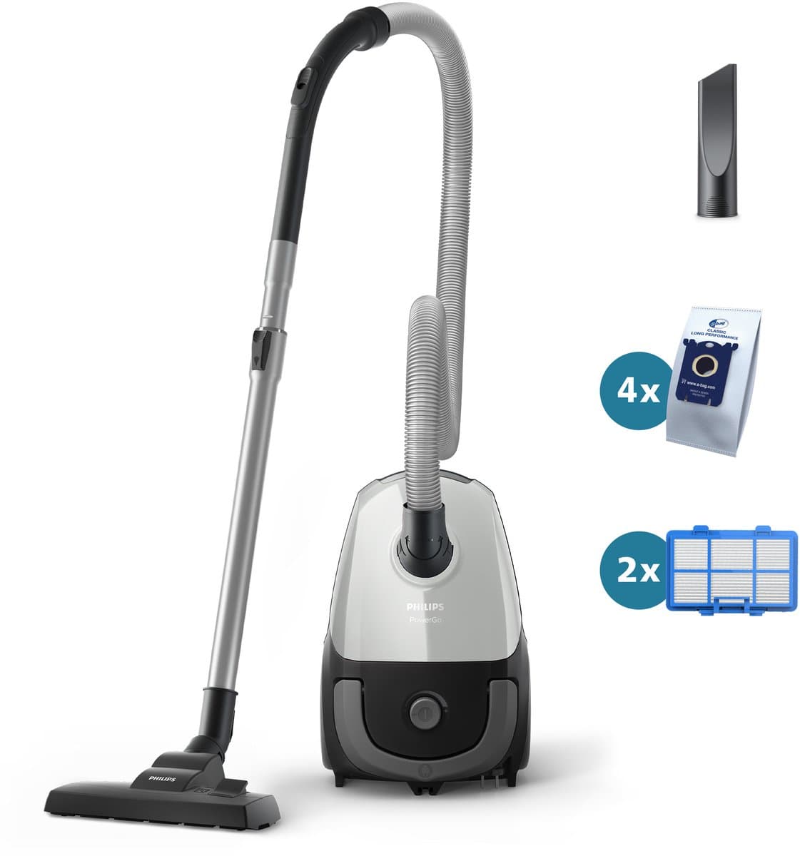 Philips 2000-Serie Stofzuiger met Zak - 900 W – Inclusief 4 Stofzakken en Extra Filter - Compact & Licht - 9 meter bereik - (FC8253/09) — afbeelding 1
