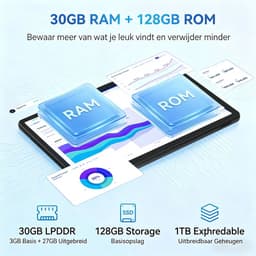 11 inch Tablet - Android 16 Tablets - 128GB - 5G Wi-Fi - 7800mAh - Zwart — thumbnail 3