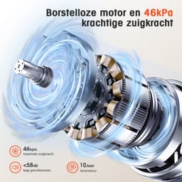 Elekiatech Steelstofzuiger- 46000Pa - 50 Minuten Gebruikstijd - 8 Kegel Filtersysteem Steelstofzuiger Draadloos - 1,5 L Stofbak - 2200 mAh Accu - voor Tapijten en Harde Vloere - Paars — thumbnail 4