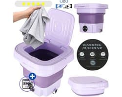 Mini Wasmachine met Centrifuge 8L Paars - Opvouwbare Wasmachine - Kleine Wasmachine - Camping Wasmachine - Wasmachine Draagbaar - Met Ebook