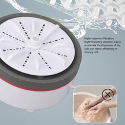 Draagbare mini turbo wasmachine in grijs met timer en verstelbare instellingen, USB-aangedreven voor het snel en eenvoudig wassen van kleine kledingstukken — thumbnail 4