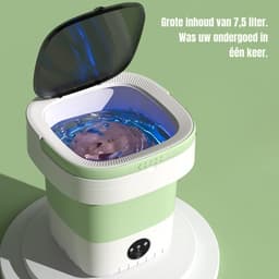 Florixa® Camping Wasmachine - Mini Wasmachine - Wasmachines - Opvouwbare Kleine Wasmachine en Droger - 7.5L - met Afvoer - Groen - 30cm x 30cm x 33cm — thumbnail 7